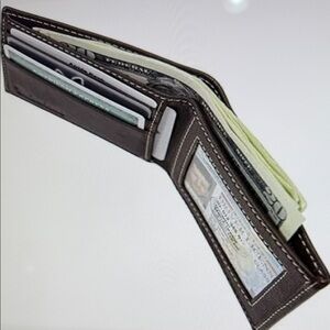 NWT Timberland Men's Dark Brown Blix Slimfold Leather Wallet